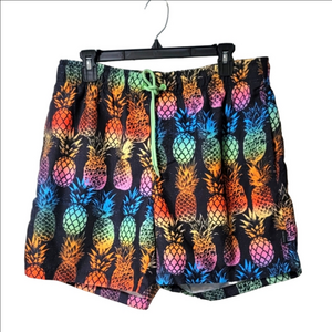 RING OF FIRE Pineapple Rainbow Swim Shorts, Size Large